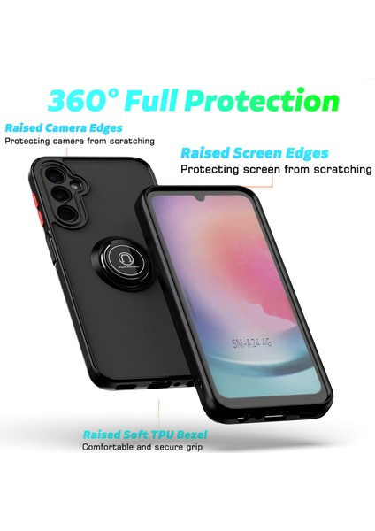 Samsung Galaxy A24 4g Için Yüzük Stand Mat Sert Silikon Telefon Kılıfı - Açık Mavi (Yurt Dışından)