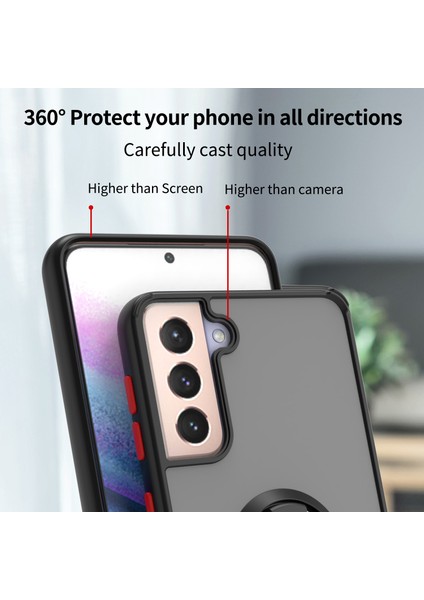 Samsung Galaxy S22 Plus 5g Için Yüzük Stand Mat Sert Silikon Telefon Kılıfı - Açık Mavi (Yurt Dışından)