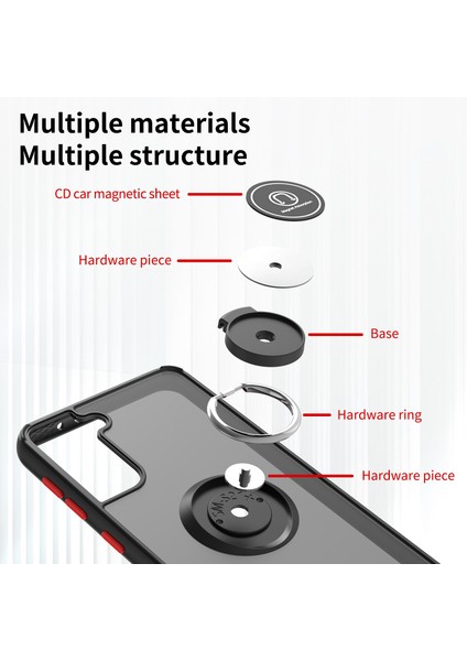 Samsung Galaxy S22 Plus 5g Için Yüzük Stand Mat Sert Silikon Telefon Kılıfı - Açık Mavi (Yurt Dışından)