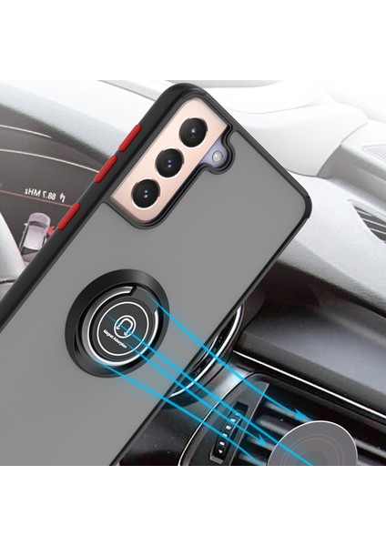 Samsung Galaxy S22 Plus 5g Için Yüzük Stand Mat Sert Silikon Telefon Kılıfı - Açık Mavi (Yurt Dışından)