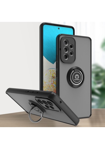Samsung Galaxy A53 5g Için Yüzük Stand Mat Sert Silikon Telefon Kılıfı - Siyah (Yurt Dışından)