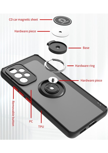 Samsung Galaxy A53 5g Için Yüzük Stand Mat Sert Silikon Telefon Kılıfı - Siyah (Yurt Dışından) modelleri