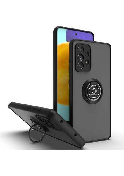 Samsung Galaxy A52 5g / 4g Için Yüzük Stand Mat Sert Silikon Telefon Kılıfı - Siyah (Yurt Dışından)