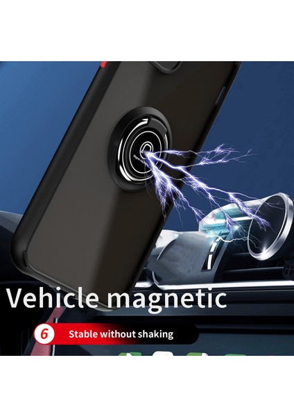 iPhone 11 Pro Max Için Yüzük Stand Mat Sert Silikon Telefon Kılıfı - Mavi (Yurt Dışından)