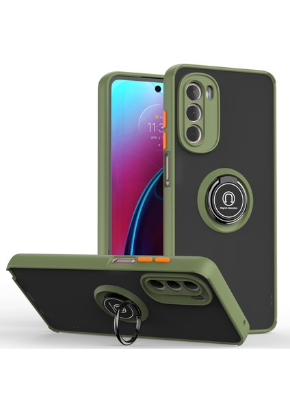 Motorola Moto G Stylus 5g 2022 Için Yüzük Stand Mat Sert Silikon Telefon Kılıfı - Yeşil (Yurt Dışından)
