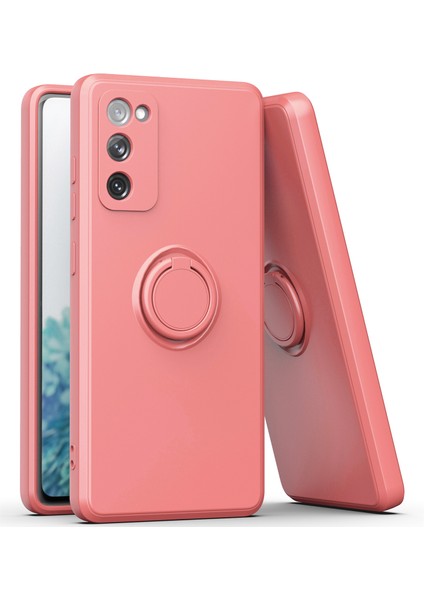 Samsung Galaxy S20 FE/S20 Fe 5G/S20 Fe 2022 Için Ince Silikon Yüzük Stand Telefon Kılıfı - Koyu Kırmızı (Yurt Dışından)