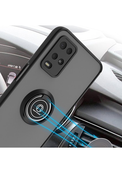 Oppo A54 4g Için Yüzük Stand Mat Sert Silikon Telefon Kılıfı - Kırmızı (Yurt Dışından) fırsatları