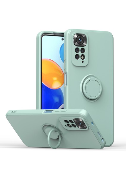 Xiaomi Poco M4 Pro 5g Için Ince Silikon Yüzük Stand Telefon Kılıfı - Açık Yeşil (Yurt Dışından)