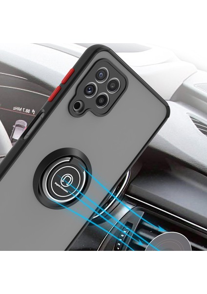 Samsung Galaxy A22 4g Için Yüzük Stand Mat Sert Silikon Telefon Kılıfı - Siyah (Yurt Dışından) fırsatları
