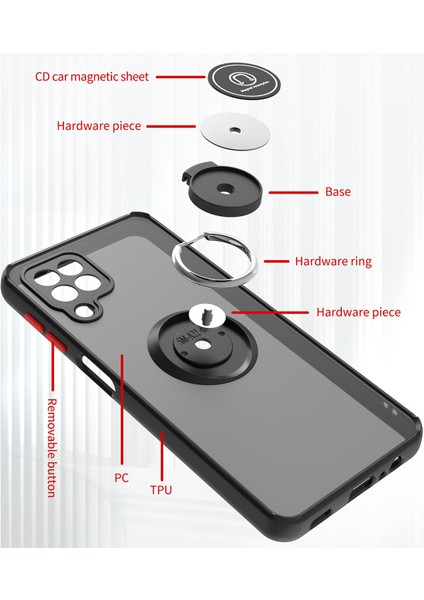 Samsung Galaxy A22 4g Için Yüzük Stand Mat Sert Silikon Telefon Kılıfı - Koyu Yeşil (Yurt Dışından) modelleri