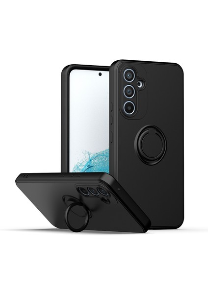 Samsung Galaxy A54 Için Ince Silikon Yüzük Stand Telefon Kılıfı - Siyah (Yurt Dışından)
