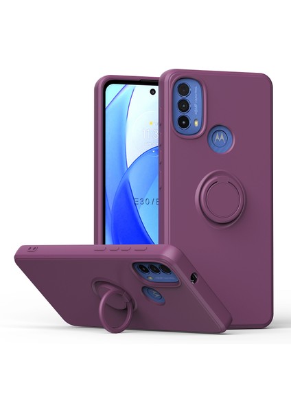 Motorola Moto E20 / E30 / E40 Için Ince Silikon Yüzük Stand Telefon Kılıfı - Mor (Yurt Dışından)