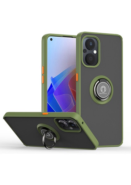 Oneplus Nord N20 5g Için Yüzük Stand Mat Sert Silikon Telefon Kılıfı - Yeşil (Yurt Dışından)