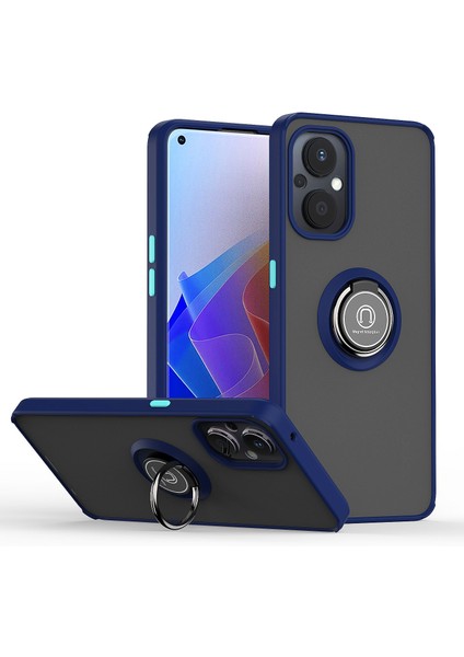 Oneplus Nord N20 5g Için Yüzük Stand Mat Sert Silikon Telefon Kılıfı - Mavi (Yurt Dışından)