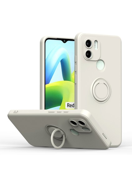 Xiaomi Redmi A1 / A1+ Için Ince Silikon Yüzük Stand Telefon Kılıfı - Beyaz (Yurt Dışından)
