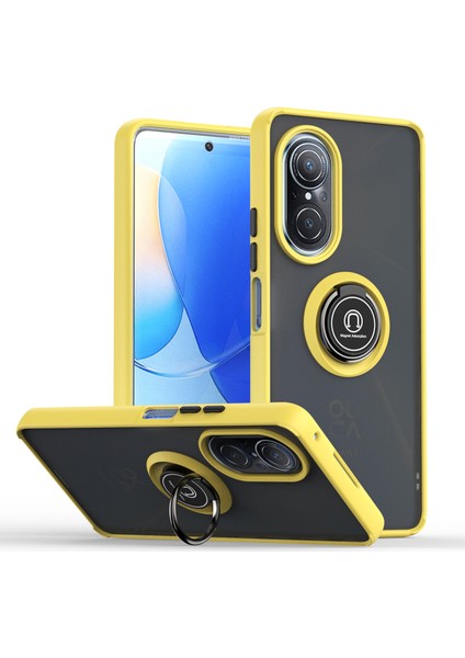 Huawei Nova 9 Se Için Yüzük Stand Mat Sert Silikon Telefon Kılıfı - Sarı (Yurt Dışından)