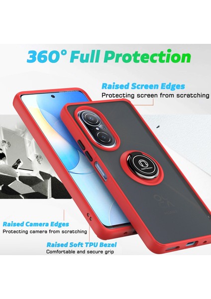 Huawei Nova 9 Se Için Yüzük Stand Mat Sert Silikon Telefon Kılıfı - Siyah (Yurt Dışından)
