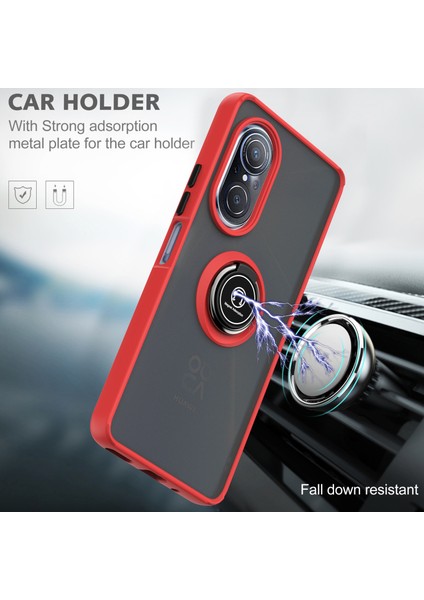 Huawei Nova 9 Se Için Yüzük Stand Mat Sert Silikon Telefon Kılıfı - Siyah (Yurt Dışından)