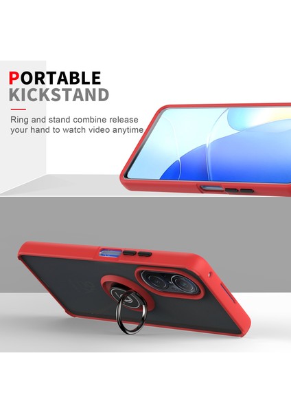 Huawei Nova 9 Se Için Yüzük Stand Mat Sert Silikon Telefon Kılıfı - Siyah (Yurt Dışından)