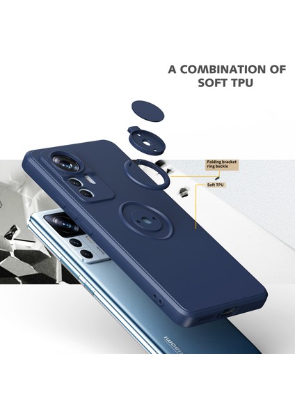 Xiaomi 12T / Xiaomi 12T Pro Için Ince Silikon Yüzük Stand Telefon Kılıfı - Yeşil (Yurt Dışından) modelleri