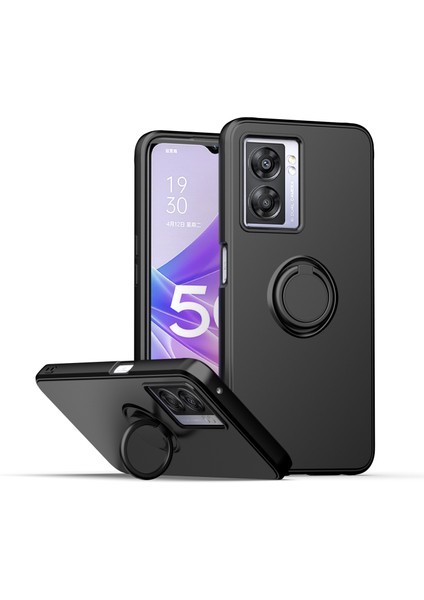 Oppo A57 5g Için Ince Silikon Yüzük Stand Telefon Kılıfı - Siyah (Yurt Dışından)