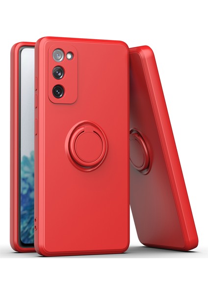 Samsung Galaxy S20 FE/S20 Fe 5G/S20 Fe 2022 Için Ince Silikon Yüzük Stand Telefon Kılıfı - Kırmızı (Yurt Dışından)