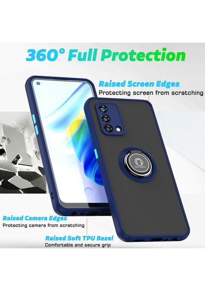 Oppo A74 4g Için Yüzük Stand Mat Sert Silikon Telefon Kılıfı - Kırmızı (Yurt Dışından) fiyatları
