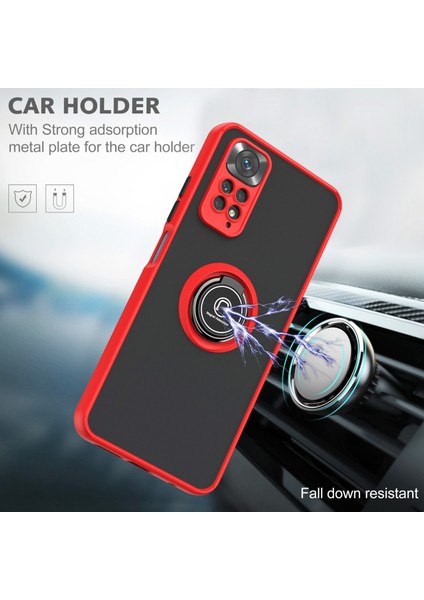 Xiaomi Redmi Note 11 4g / Note 11S Için Yüzük Stand Mat Sert Silikon Telefon Kılıfı - Açık Mavi (Yurt Dışından)