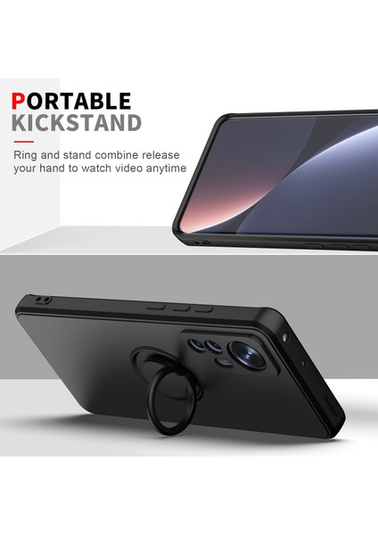 Xiaomi 12 Pro Için Ince Silikon Yüzük Stand Telefon Kılıfı - Siyah (Yurt Dışından)