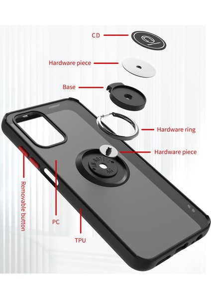 Xiaomi Redmi Note 10 4g / Note 10S Için Yüzük Stand Mat Sert Silikon Telefon Kılıfı - Kırmızı (Yurt Dışından) modelleri