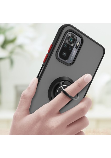 Xiaomi Redmi Note 10 4g / Note 10S Için Yüzük Stand Mat Sert Silikon Telefon Kılıfı - Kırmızı (Yurt Dışından) indirimleri