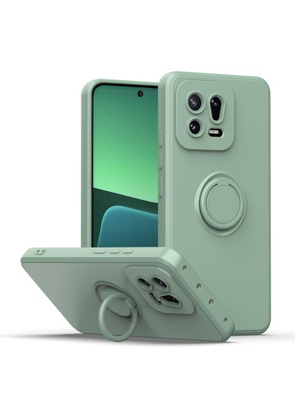 Xiaomi 13 Için Ince Silikon Yüzük Stand Telefon Kılıfı - Yeşil (Yurt Dışından)