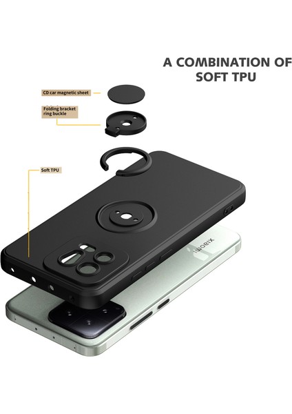 Xiaomi 13 Için Ince Silikon Yüzük Stand Telefon Kılıfı - Yeşil (Yurt Dışından)