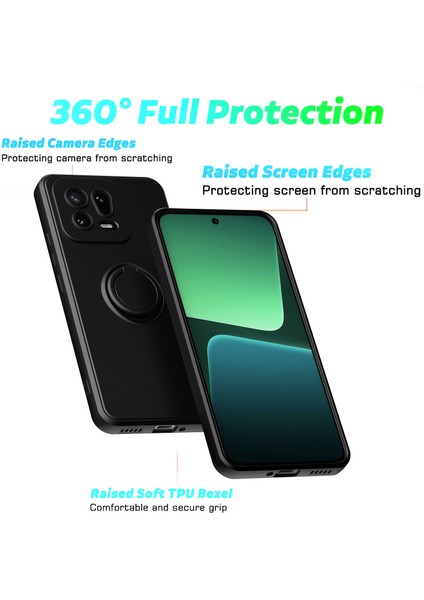 Xiaomi 13 Için Ince Silikon Yüzük Stand Telefon Kılıfı - Yeşil (Yurt Dışından)