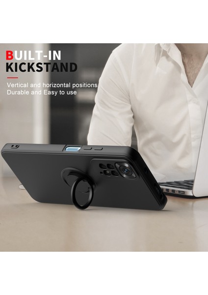 Xiaomi Redmi Note 11 / Note 11S Için Ince Silikon Yüzük Stand Telefon Kılıfı - Mavi (Yurt Dışından)