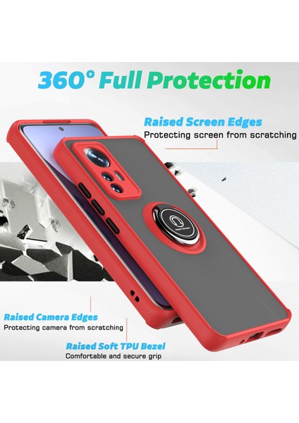 Xiaomi 12 Pro Için Yüzük Stand Mat Sert Silikon Telefon Kılıfı - Sarı (Yurt Dışından)
