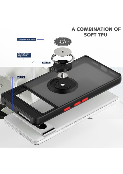 Google Pixel 7 Için Yüzük Stand Mat Sert Silikon Telefon Kılıfı - Yeşil (Yurt Dışından) modelleri