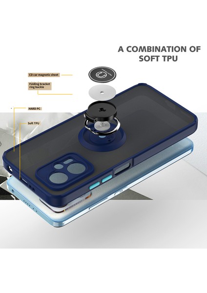 Xiaomi Poco X4 Gt/redmi K50 Gaming Için Yüzük Stand Mat Sert Silikon Telefon Kılıfı - Siyah (Yurt Dışından) modelleri