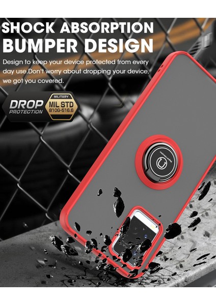 Vıvo Y21 Için Yüzük Stand Mat Sert Silikon Telefon Kılıfı - Siyah/kırmızı (Yurt Dışından) indirimleri