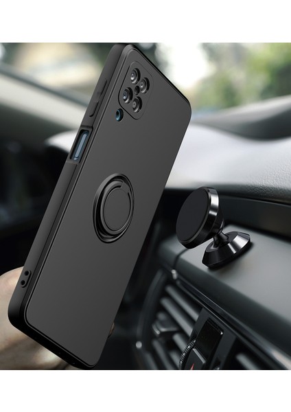 Samsung Galaxy A12 Için Ince Silikon Yüzük Stand Telefon Kılıfı - Siyah (Yurt Dışından) fırsatları