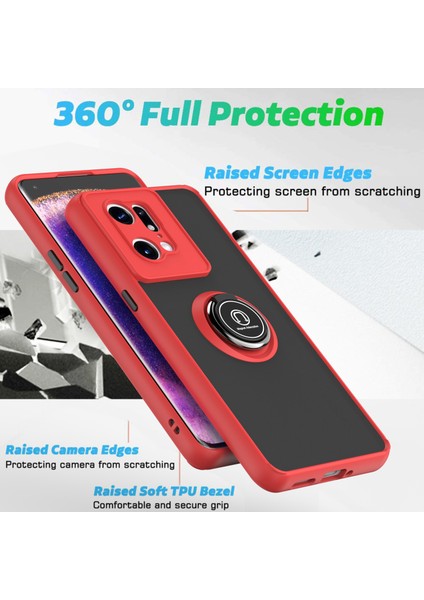 Oppo Find X5 Pro Için Yüzük Stand Mat Sert Silikon Telefon Kılıfı - Sarı (Yurt Dışından)