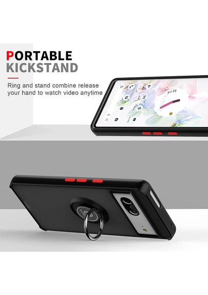 Google Pixel 7 Için Yüzük Stand Mat Sert Silikon Telefon Kılıfı - Yeşil (Yurt Dışından) indirimleri