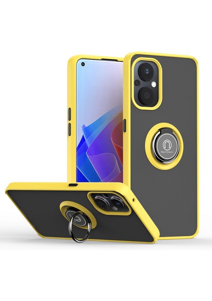 Oneplus Nord N20 5g Için Yüzük Stand Mat Sert Silikon Telefon Kılıfı - Sarı (Yurt Dışından)