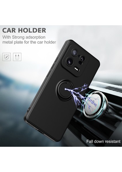Xiaomi 13 Pro Için Ince Silikon Yüzük Stand Telefon Kılıfı - Kırmızı (Yurt Dışından)