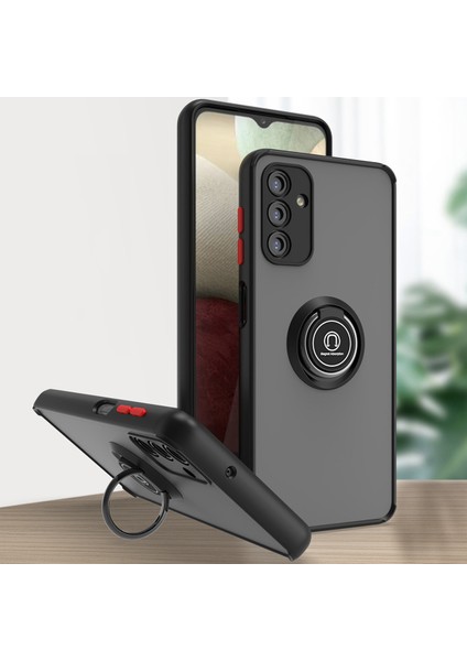 Samsung Galaxy A13 5g Için Yüzük Stand Mat Sert Silikon Telefon Kılıfı - Siyah/kırmızı (Yurt Dışından)