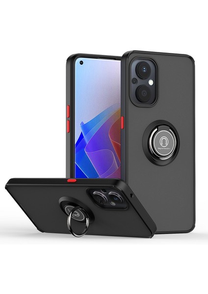 Oneplus Nord N20 5g Için Yüzük Stand Mat Sert Silikon Telefon Kılıfı - Siyah/kırmızı (Yurt Dışından)