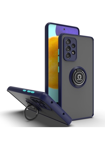 Samsung Galaxy A32 4g Için Yüzük Stand Mat Sert Silikon Telefon Kılıfı - Mavi (Yurt Dışından)
