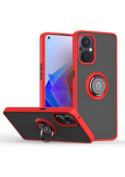 Oneplus Nord N20 5g Için Yüzük Stand Mat Sert Silikon Telefon Kılıfı - Kırmızı (Yurt Dışından)