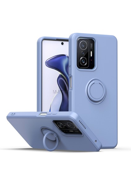 Xiaomi 11T / Xiaomi 11T Pro Için Ince Silikon Yüzük Stand Telefon Kılıfı - Lavender (Yurt Dışından)