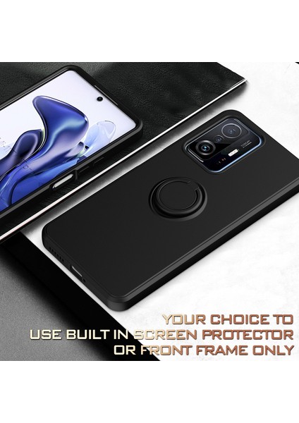 Xiaomi 11T / Xiaomi 11T Pro Için Ince Silikon Yüzük Stand Telefon Kılıfı - Lavender (Yurt Dışından)